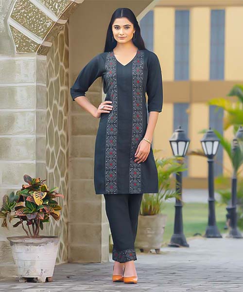 Black Cotton Denim Casual Wear Kurti in canterbury