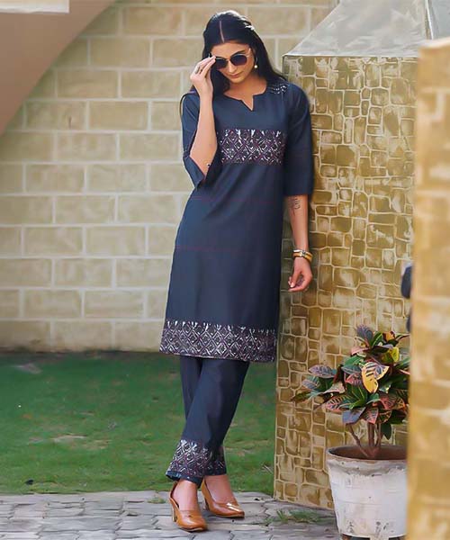 Blue Cotton Denim Casual Wear Kurti in canterbury