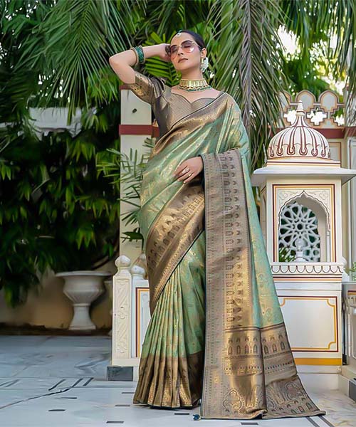 Green  Kanjivaram Silk Party Wear Saree in northampton