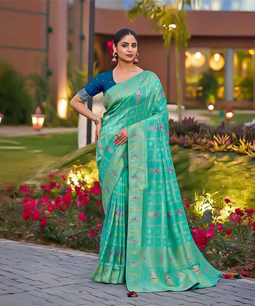 Cyan  Dola Silk Casual Wear Saree in swindon
