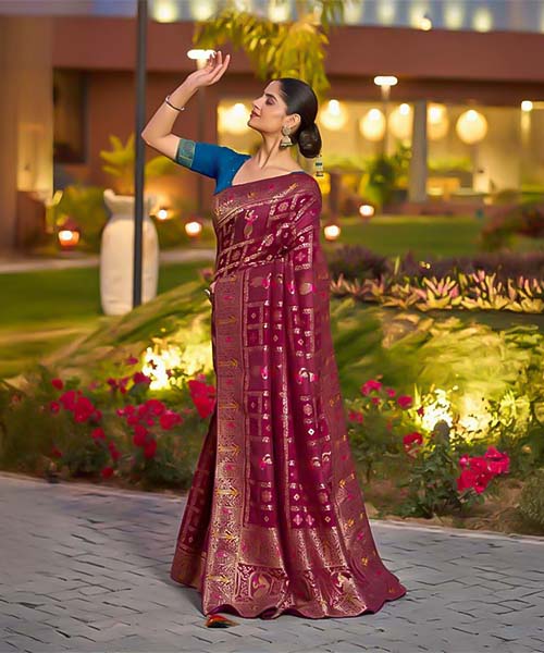 Red  Dola Silk Casual Wear Saree in swindon
