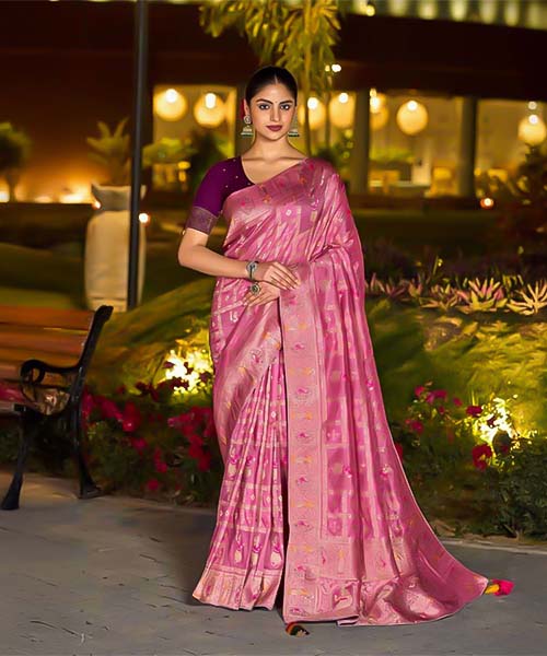 Pink  Dola Silk Casual Wear Saree in swindon