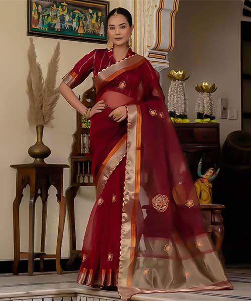 Red  Kota Linen Casual Wear Saree in swindon