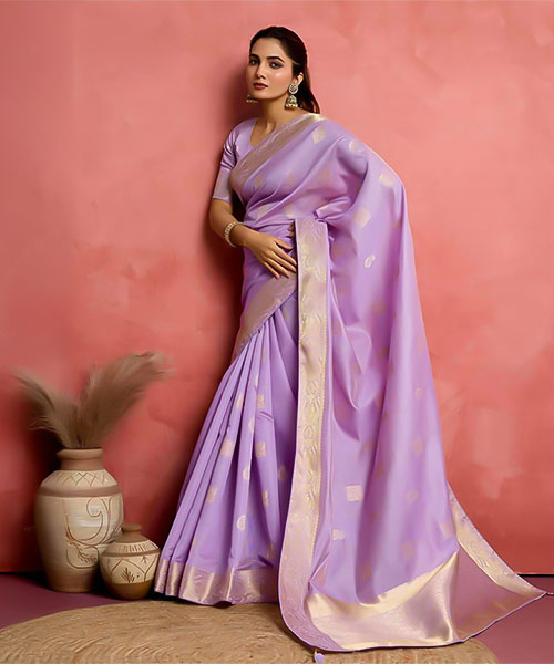 Purple  Soft Silk  Casual Wear Saree