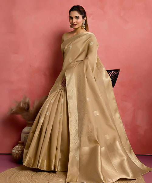 Brown Soft Silk  Casual Wear Saree