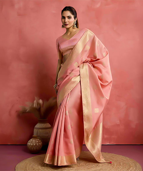 Pink  Soft Silk  Casual Wear Saree