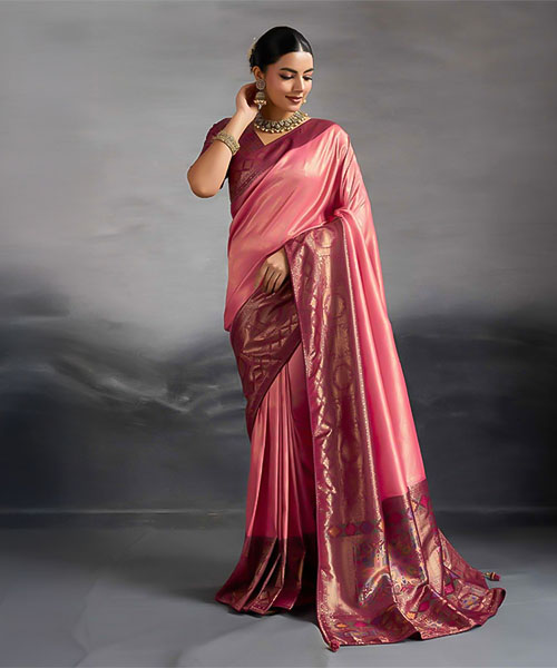 Pink Kanjivaram Silk Casual Wear Saree in denver