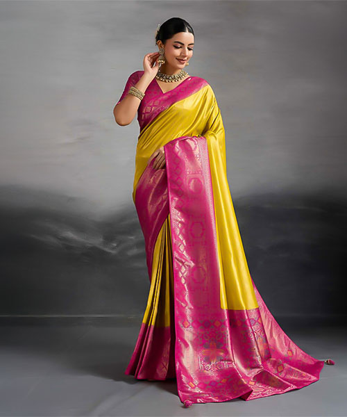Yellow Kanjivaram Silk Casual Wear Saree in denver