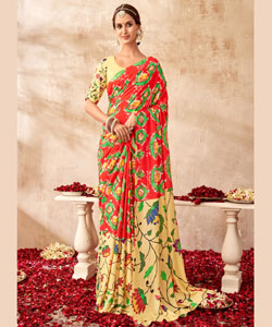 Beautiful Viscose Muslin  With Viscose Digital Prints Saree