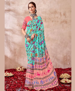 Beautiful Viscose Muslin  With Viscose Digital Prints Saree