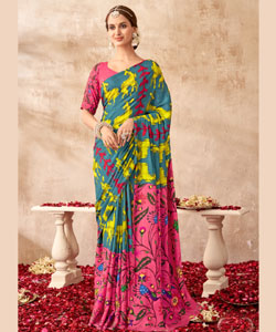 Beautiful Viscose Muslin  With Viscose Digital Prints Saree