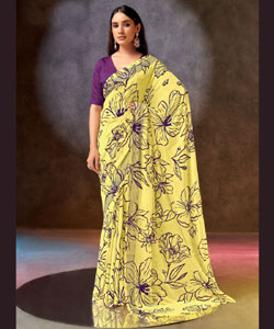 Beautiful Viscose Georgette Viscose Digital Prints With Embroidery Work Saree