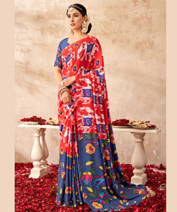 Beautiful Viscose Muslin  With Viscose Digital Prints Saree