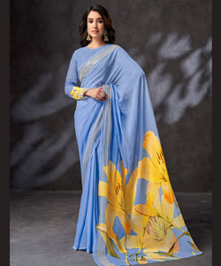 Beautiful Viscose Georgette Viscose Digital Prints With Embroidery Work Saree