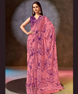 Beautiful Viscose Georgette Viscose Digital Prints With Embroidery Work Saree