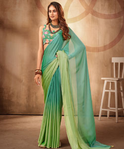 Beautiful Rainbow Chiffon With Wightless Sequance Work Border Saree