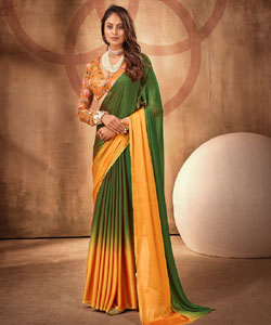 Beautiful Rainbow Chiffon With Wightless Sequance Work Border Saree