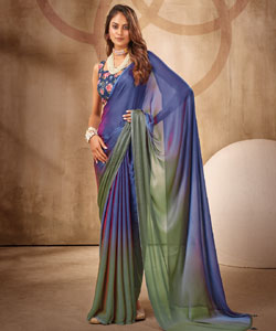 Beautiful Rainbow Chiffon With Wightless Sequance Work Border Saree