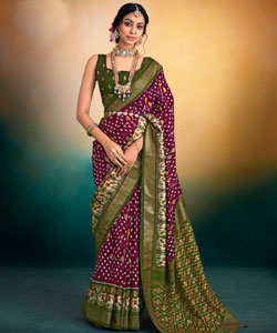 Beautiful Velvet Tussar Silk With Weaving Border Saree