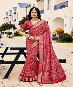 Red banarsi Partywear Saree