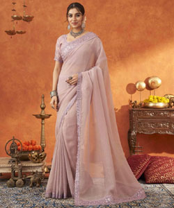 Beautiful Chiffon Silk With Embroidery Lace Work Border Saree