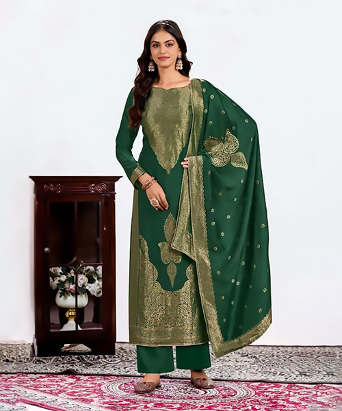 Green Muslin  Casual Suit