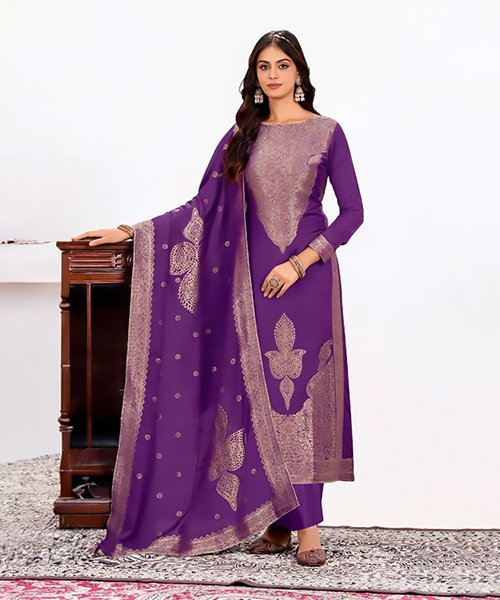 Purple Muslin  Casual Suit