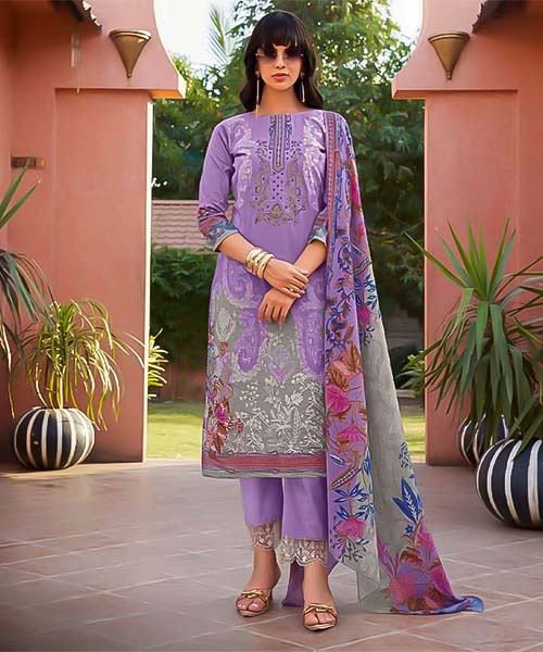 Cyan Cotton Printed Salwar Kameez in mumbai