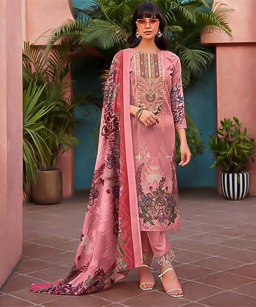 Pink  Cotton Printed Salwar Kameez in mumbai