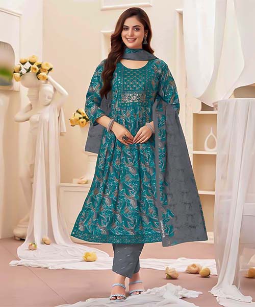 Cyan Cotton Casual Wear Salwar Kameez in seattle