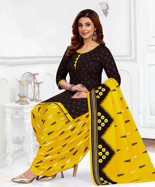 Black  Cotton Printed Salwar Kameez