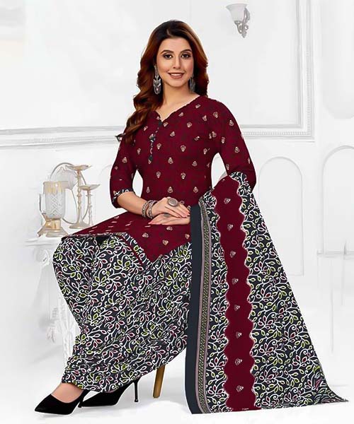 Brown  Cotton Printed Salwar Kameez