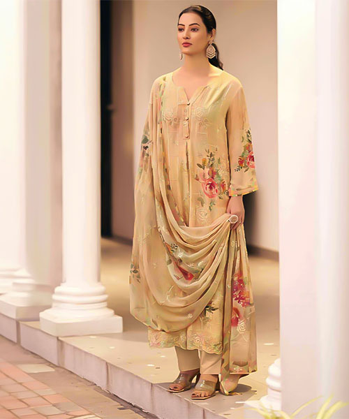 Yellow Georgette Party Wear Salwar Kameez in peterborough