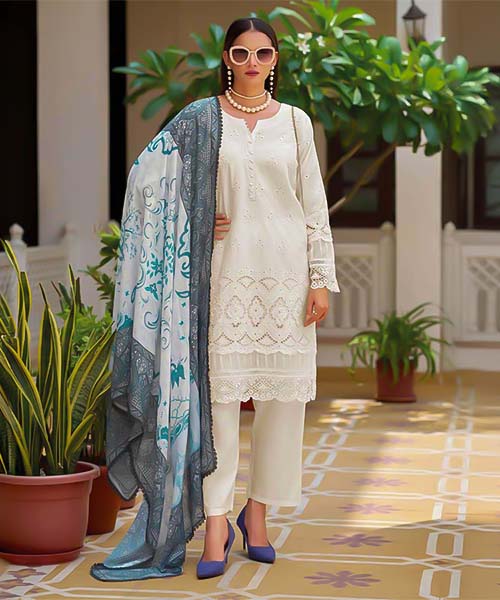 White  Cotton Printed Salwar Kameez in las vegas
