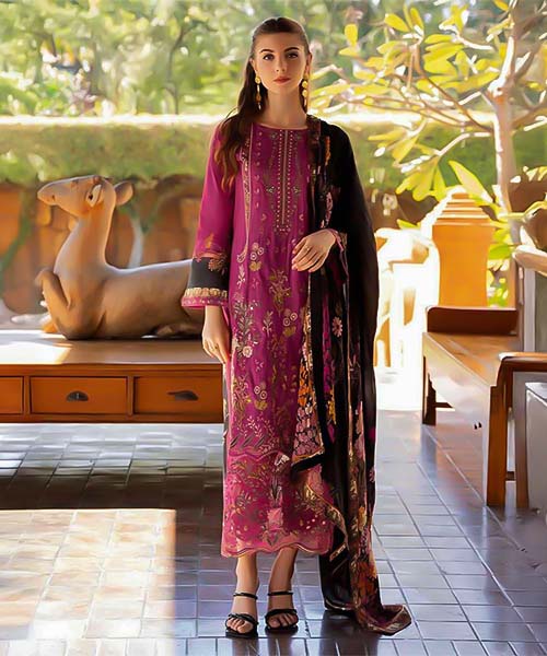 Magenta  Cotton Printed Salwar Kameez