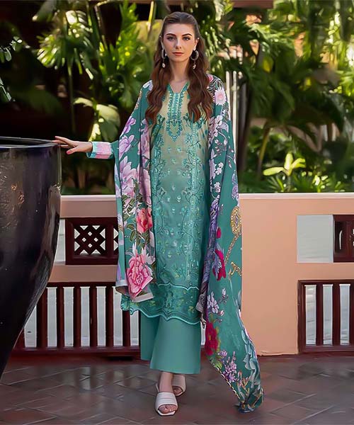 Sky Blue Cotton Printed Salwar Kameez
