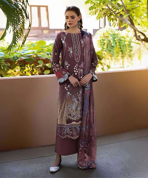 Brown  Cotton Printed Salwar Kameez
