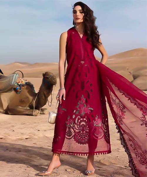 Red  Cotton Casual Wear Salwar Kameez