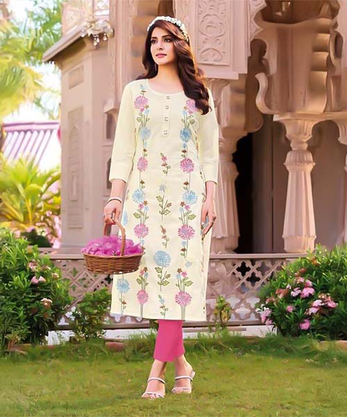 White  Linen Casual Wear Kurti in switzerland