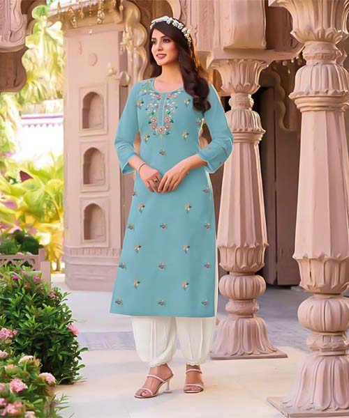 Blue  Linen Casual Wear Kurti in switzerland