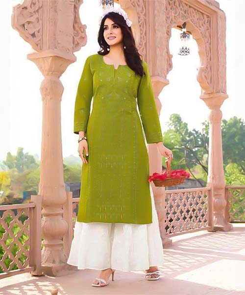 Green  Linen Casual Wear Kurti in switzerland