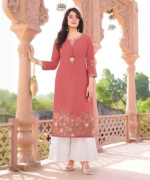 Orange  Linen Casual Wear Kurti in switzerland