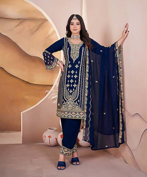 Blue Georgette Designer Salwar Kameez