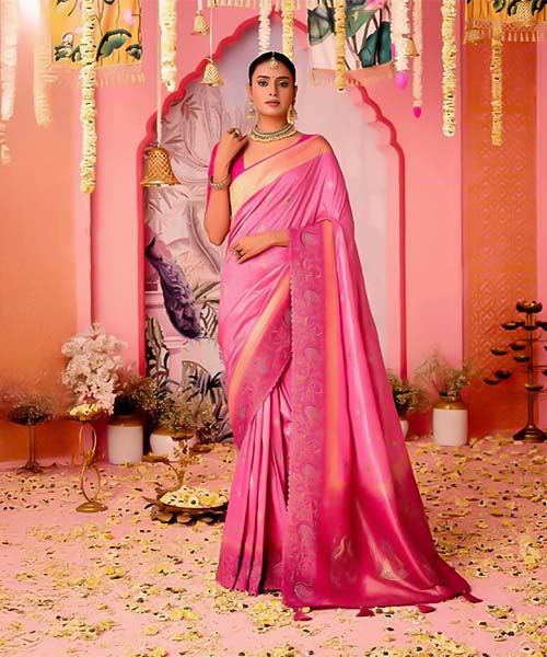 Pink  Dola Silk  Party Wear Saree in st albans