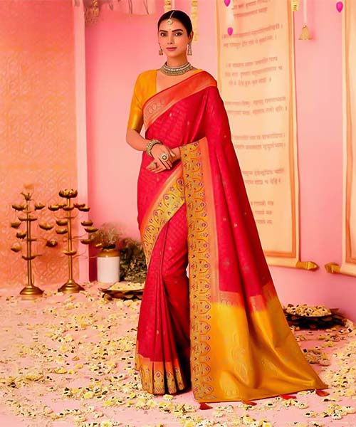 Red  Dola Silk  Party Wear Saree in st albans