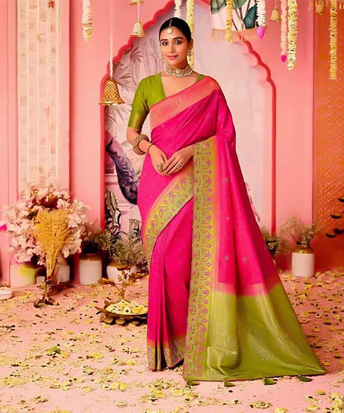 Magenta  Dola Silk  Party Wear Saree in st albans