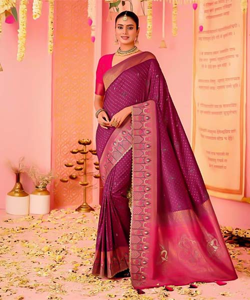 Magenta  Dola Silk  Party Wear Saree in st albans