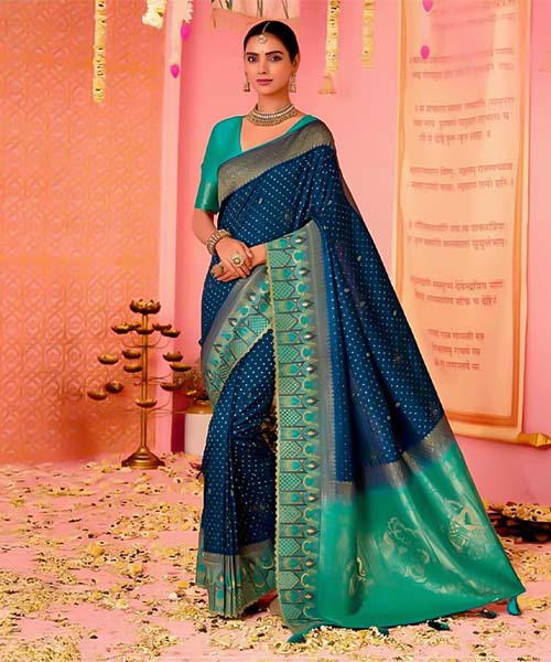 Blue  Dola Silk  Party Wear Saree in st albans