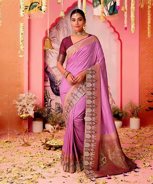 Purple Dola Silk  Party Wear Saree in st albans