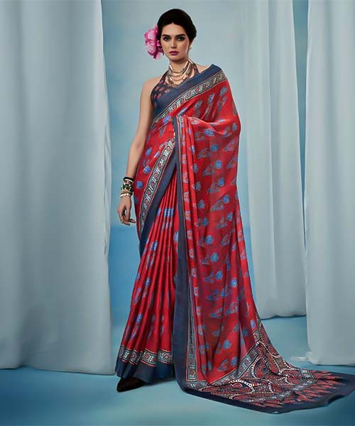 Orange  Satin Georgette Printed Saree in jacksonville